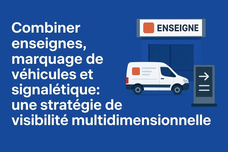 Combiner enseignes, marquage véhicule et signalétique : une stratégie de visibilité multi-supports