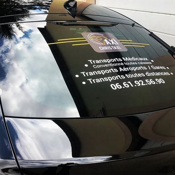 Lettrage adhésif pub véhicule TAXI VSL GARD
