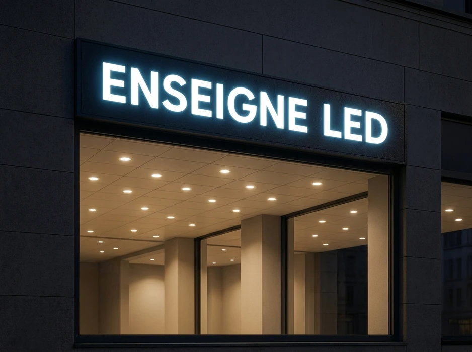 Façade extérieure d'établissement hôtelier avec enseigne lumineuse trois étoiles montée sur mur sombre