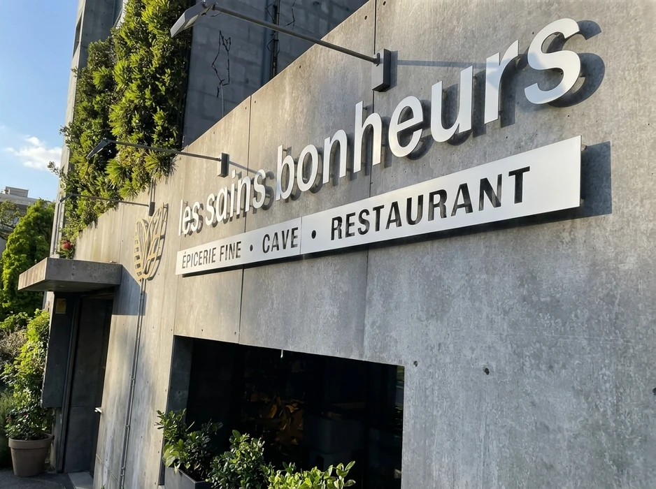 Façade extérieure d'établissement hôtelier avec enseigne lumineuse trois étoiles montée sur mur sombre